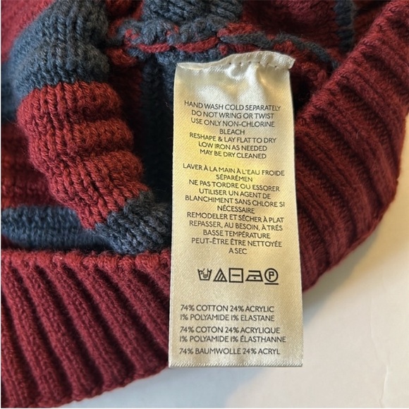 Free People Small Sweater Links Pullover Navy Mulberry Combo Striped Crewneck - Picture 9 of 9